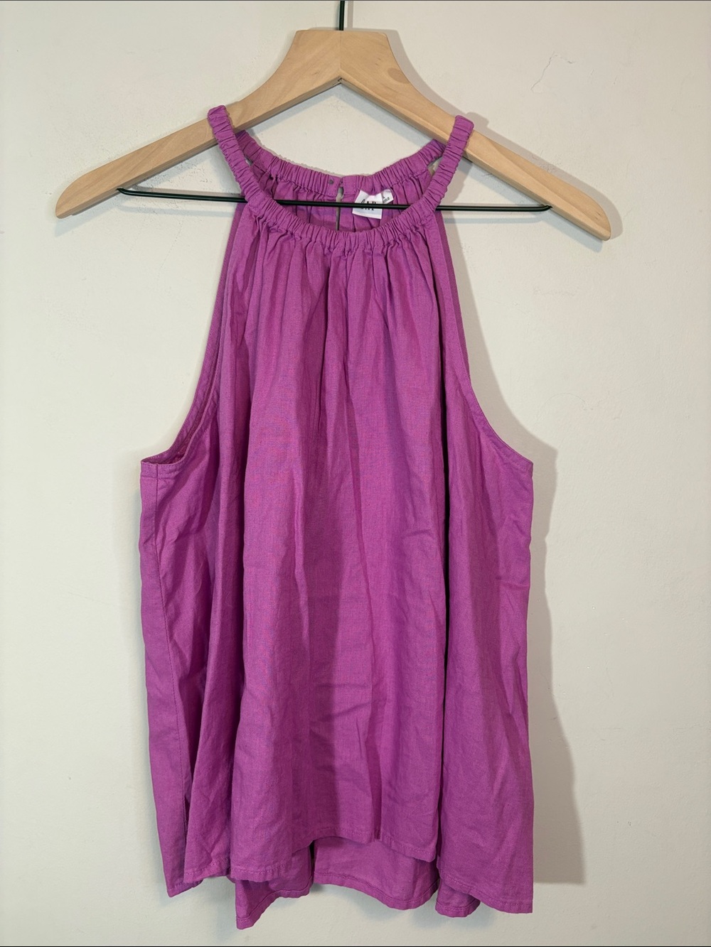 Lilac Orchid Purple Magenta Linen Cotton Natural Fibers Scrunch Neck Halter Tank